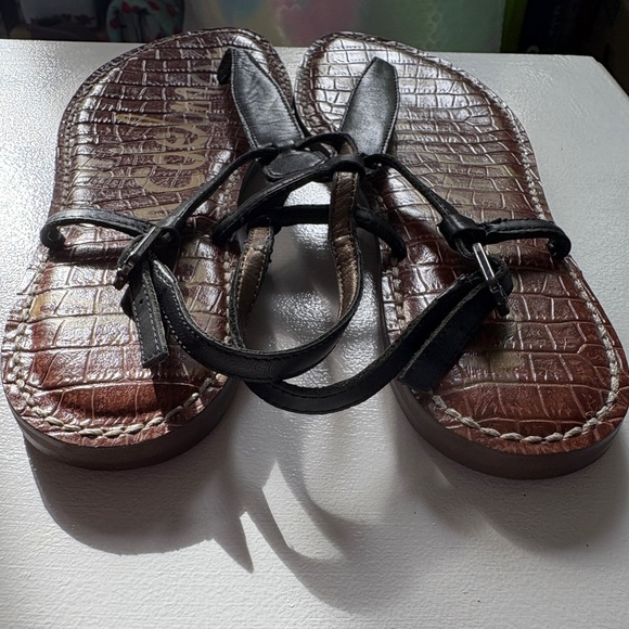 Sam Edelman Black Leather Thong Sandals~Womens 8.5 - Picture 5 of 7
